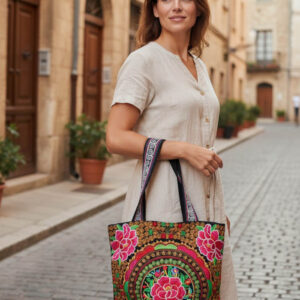 Sac Mathilde (M) lanières brodées