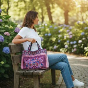 Sac Fleur (L) lanières brodées
